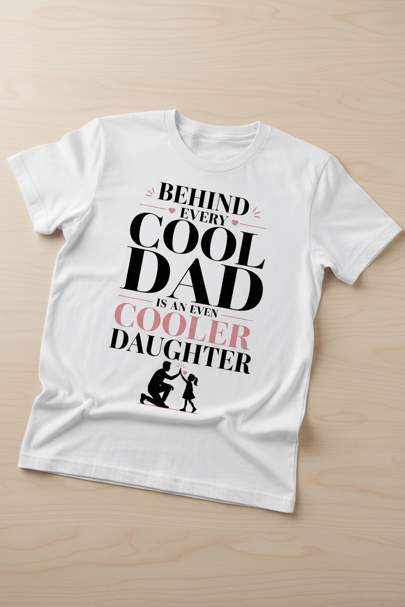 Behind Every Cool Dad Is An Even Cooler Daughter T-Shirt - White