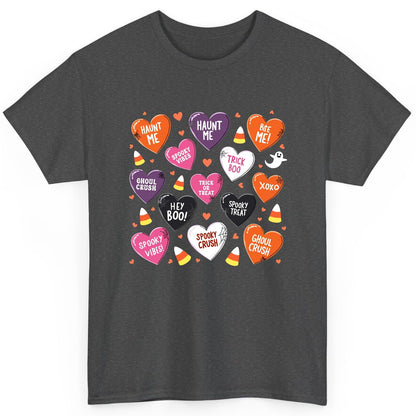 Spooky Halloween Conversation Hearts Halloween conversation hearts T-Shirt Dark Heather product mockup