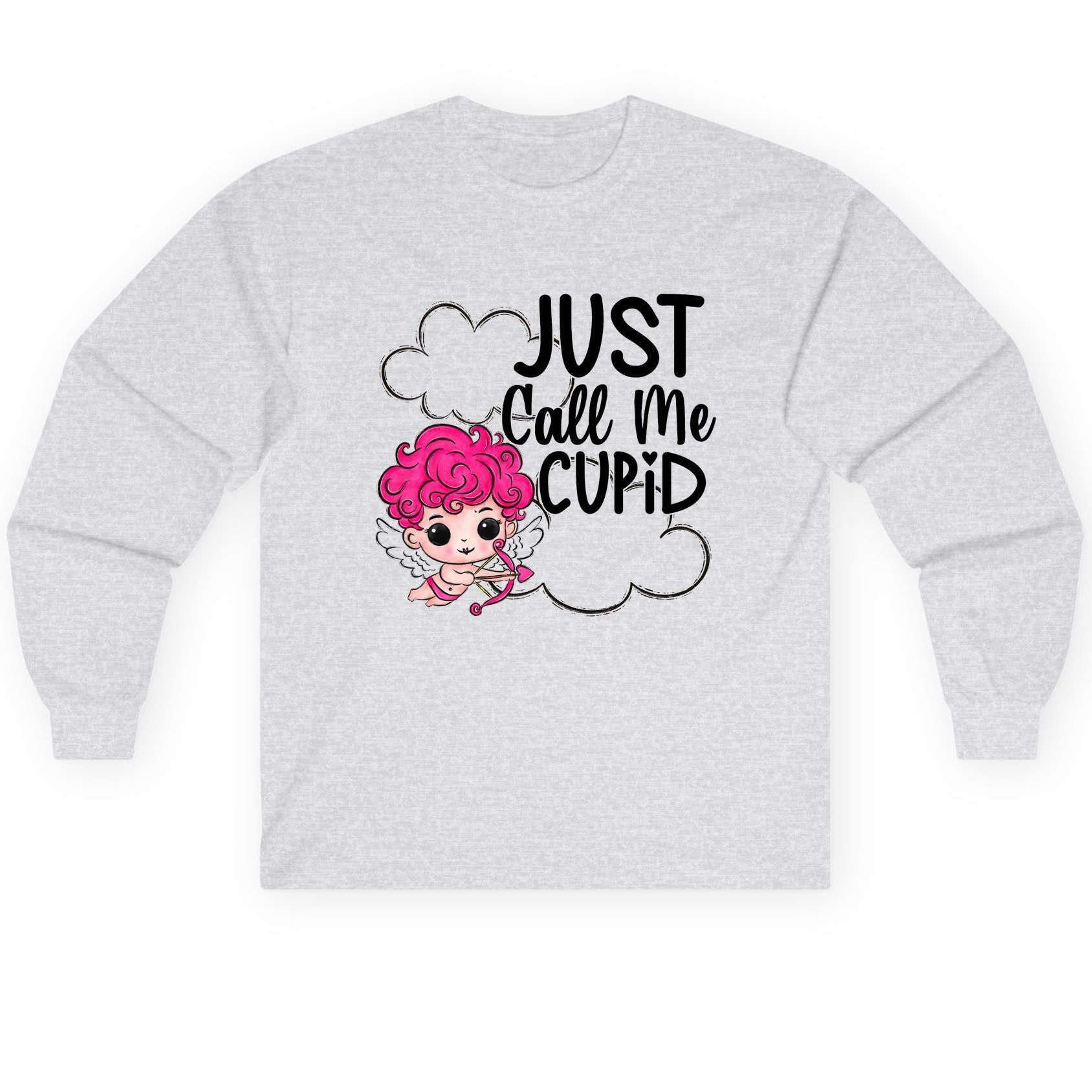 Just Call Me Cupid cupid Long Sleeve Tee Ash product mockup