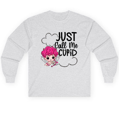 Just Call Me Cupid cupid Long Sleeve Tee Ash product mockup