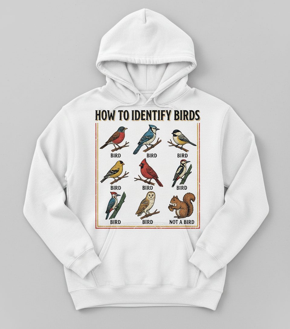 How to Identify Birds Funny Birdwatching Hoodie - product mockup - White