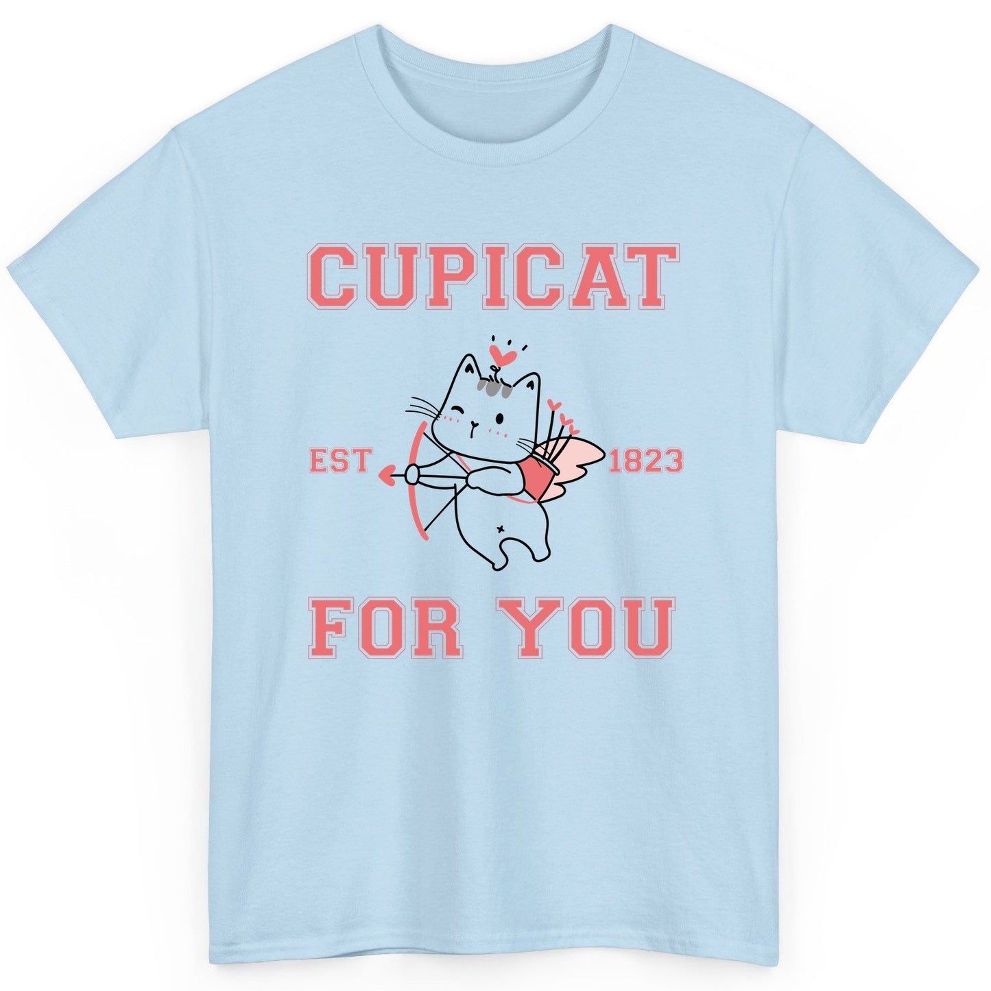 Cupicat Est 1823 for You cupid cat T-Shirt Light Blue product mockup