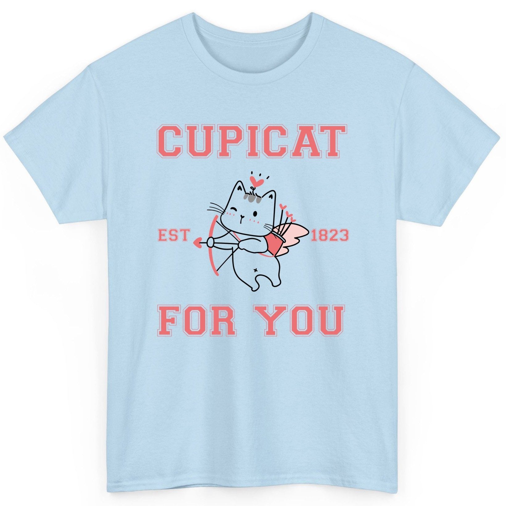 Cupicat Est 1823 for You cupid cat T-Shirt Light Blue product mockup