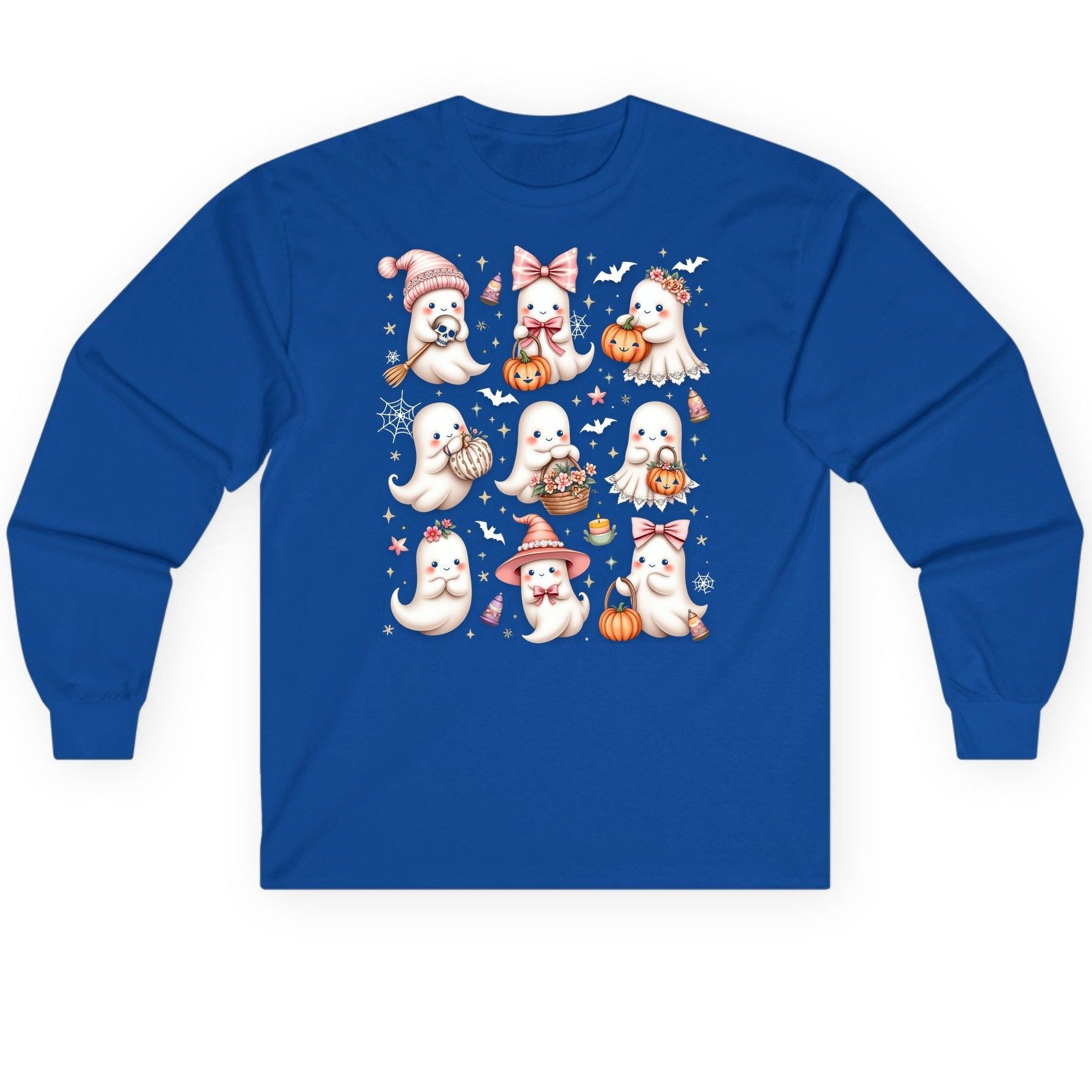 Cute Pink Halloween Ghosts cute Halloween ghosts Long Sleeve Tee Royal product mockup