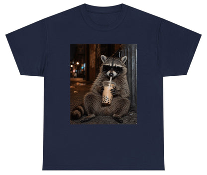 Cool Raccoon Bubble Tea Funny Lovers Youth T-Shirt - product mockup - Navy
