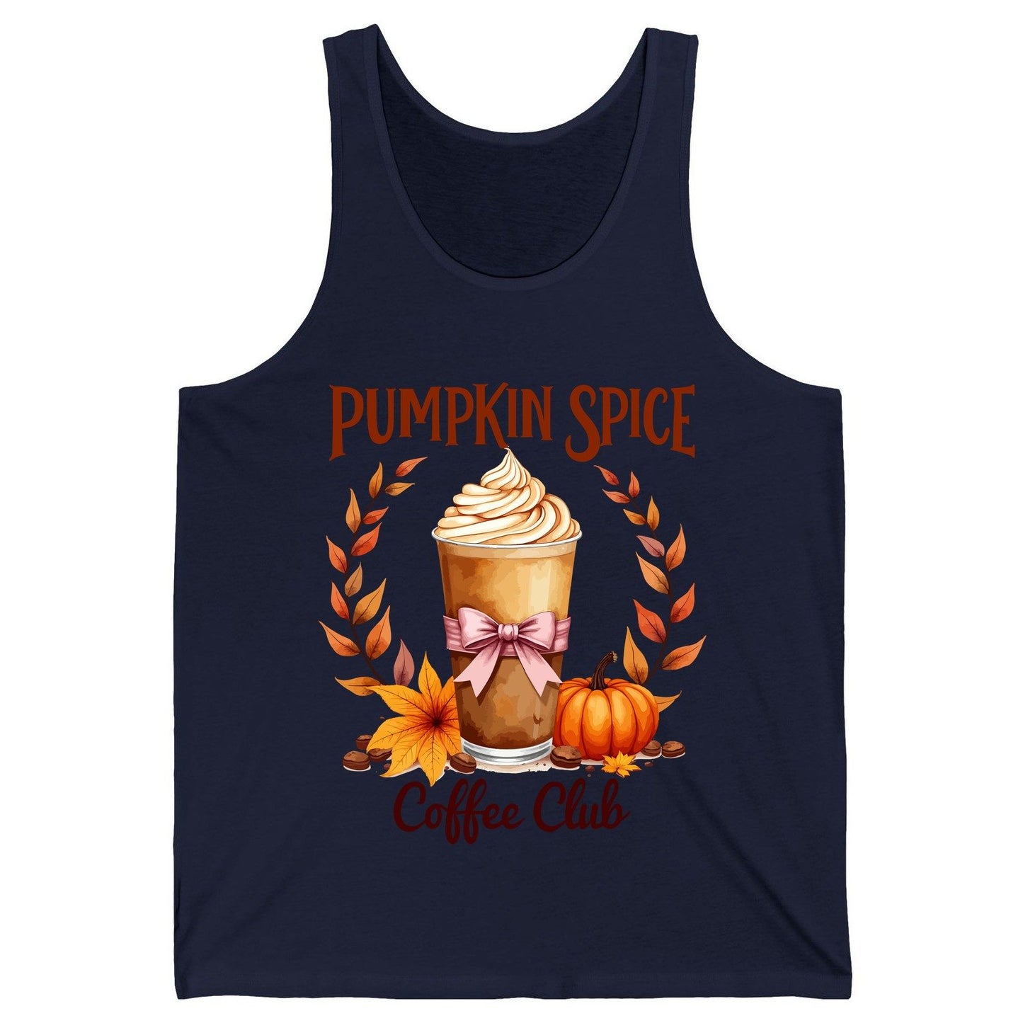 Pumpkin Spice Coffee Club pumpkin spice latte Tank Top Navy product mockup