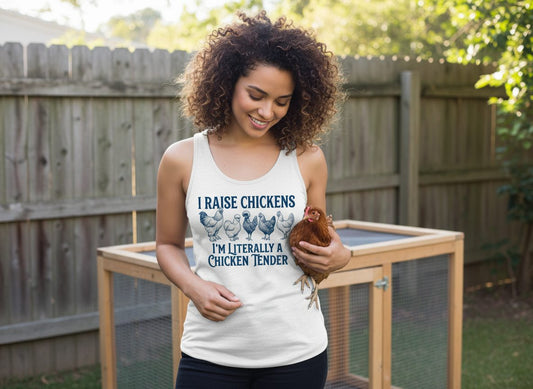 I Raise Chickens I'm Literally a Chicken Tender chicken farming Tank Top White lifestyle mockup