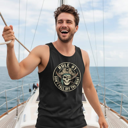 Rule 1 Don't Fall Off the Boat pirate Tank Top Black lifestyle mockup