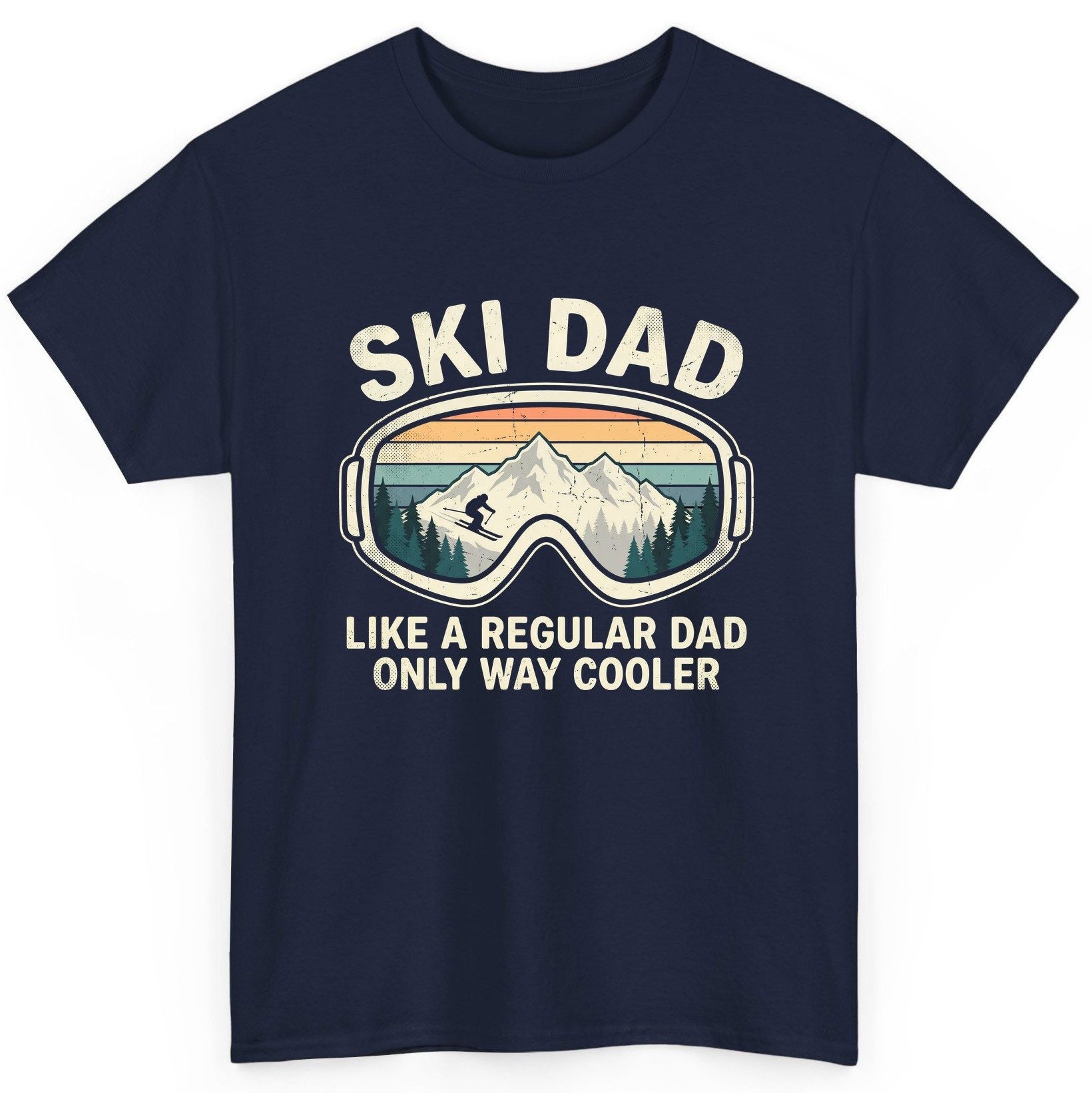 Ski Dad Like a Regular Dad Only Way Cooler skiing T-Shirt Navy product mockup
