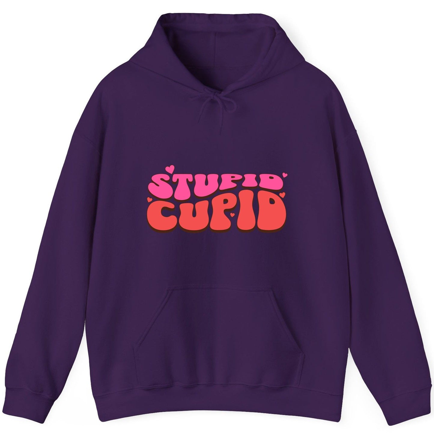 Stupid Cupid anti-Valentine's Day Hoodie Purple product mockup