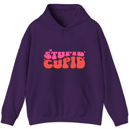 Stupid Cupid anti-Valentine's Day Hoodie Purple product mockup