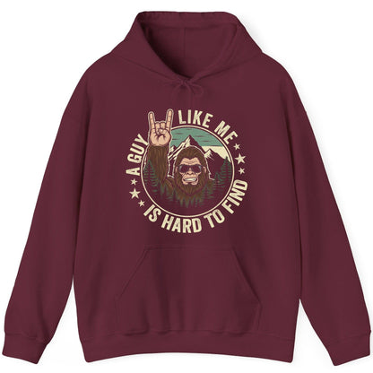 A Guy Like Me Is Hard to Find bigfoot Hoodie Maroon product mockup