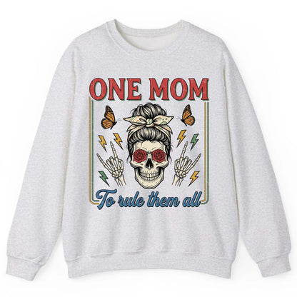 ONE MOM to Rule Them All Funny Skull Sweatshirt - product mockup - Ash