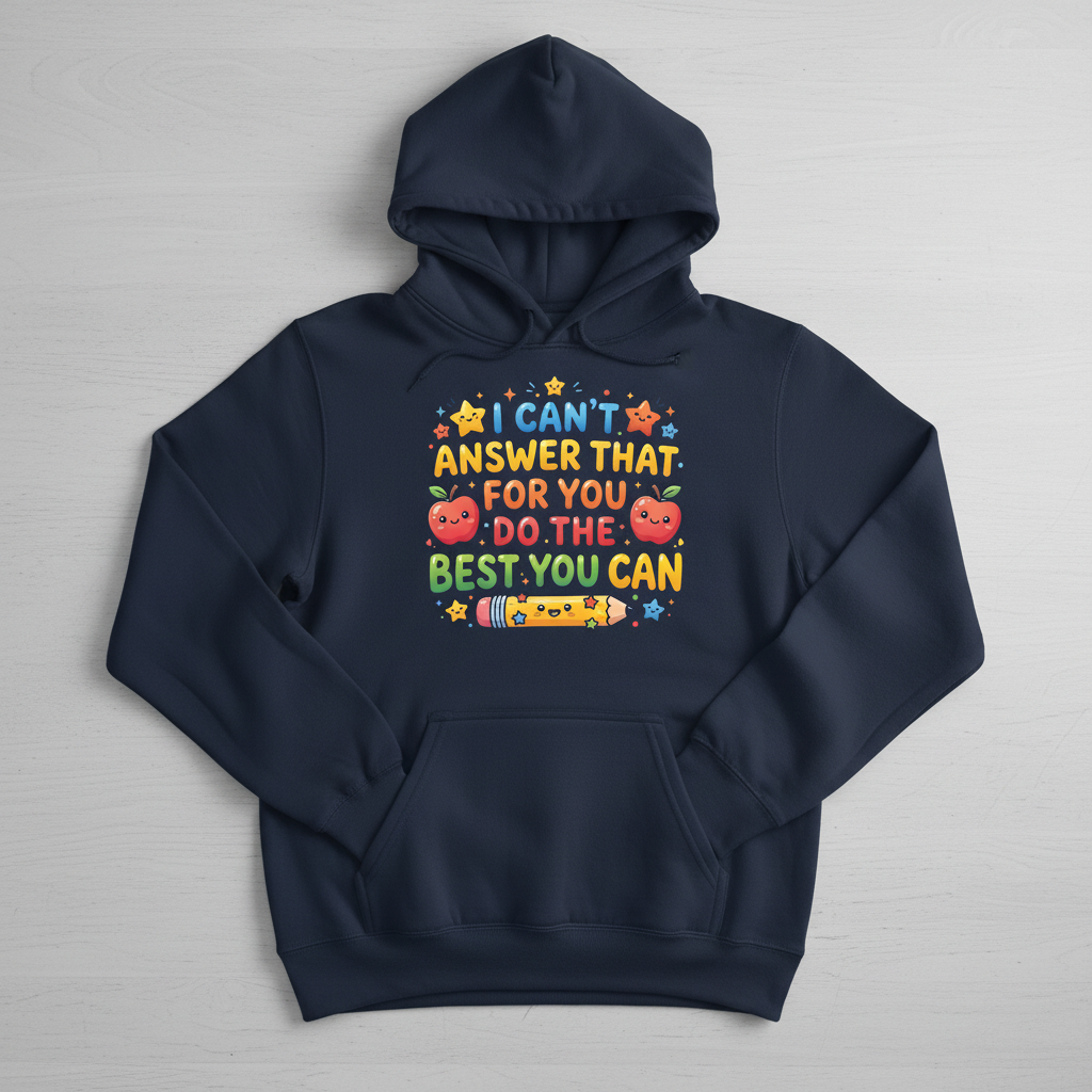 I Can't Answer That For You Cute Teacher Saying Hoodie - Navy