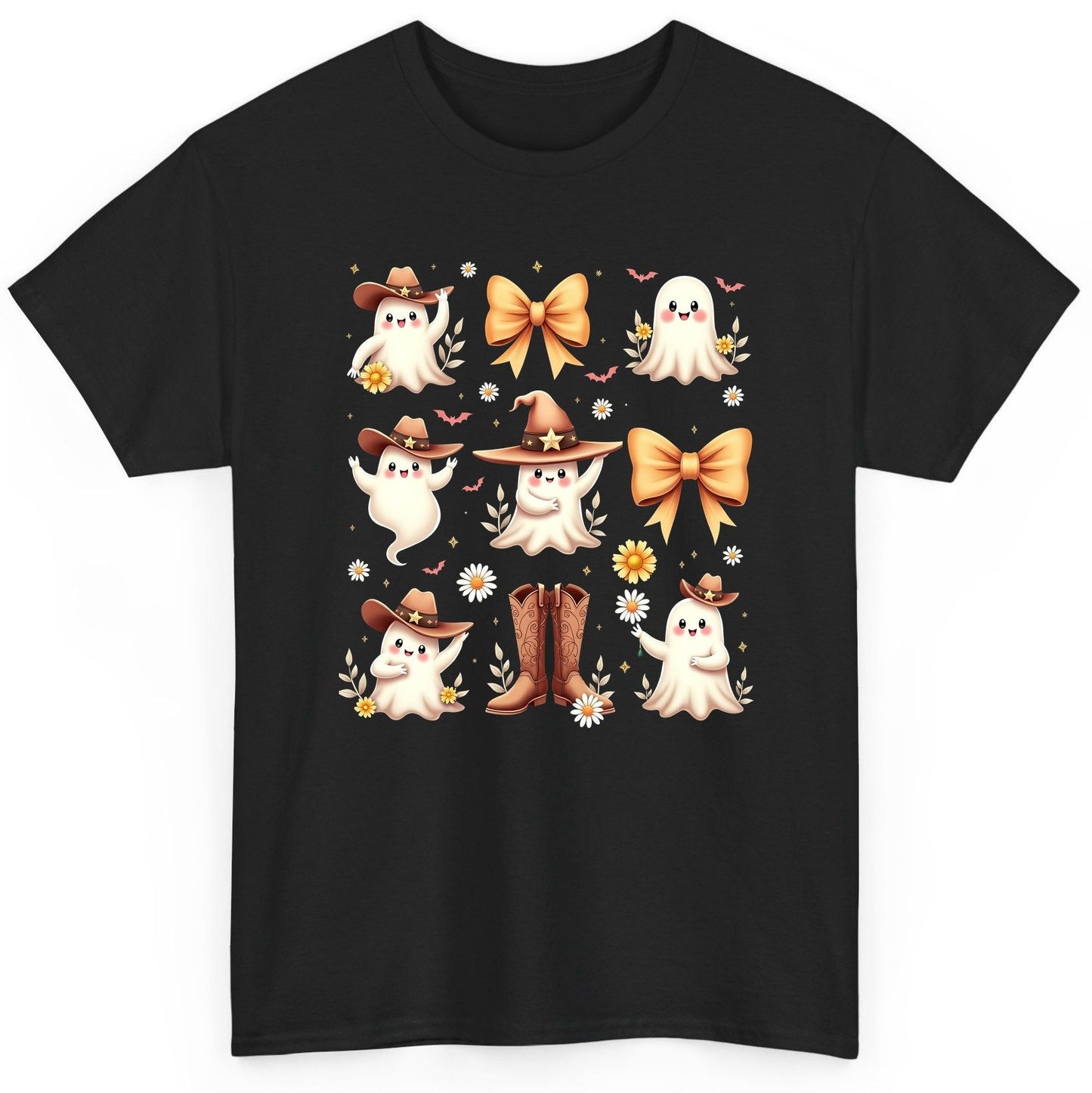 Boo Haw Cute Ghost cute ghost T-Shirt Black product mockup