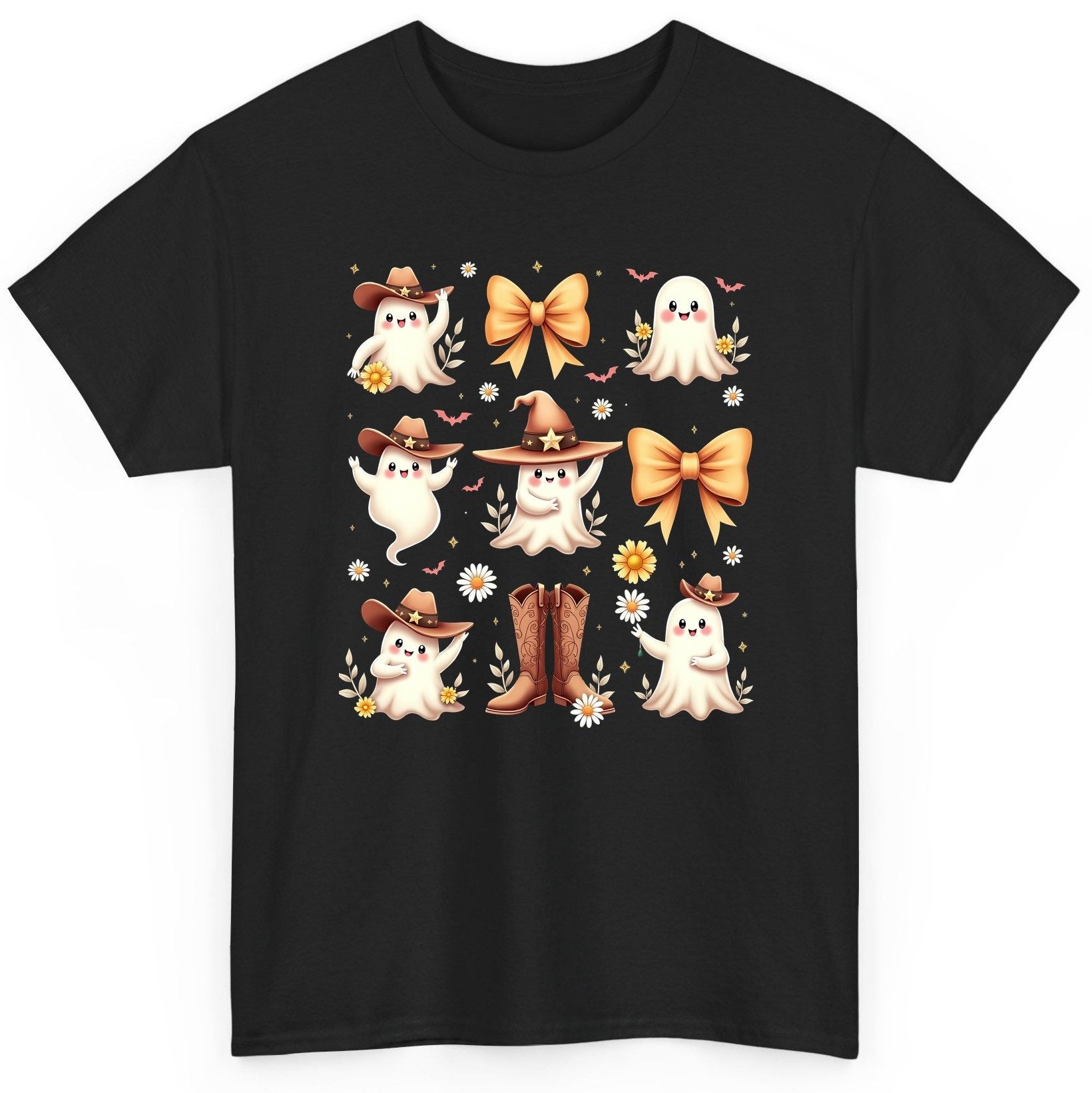Boo Haw Cute Ghost cute ghost T-Shirt Black product mockup