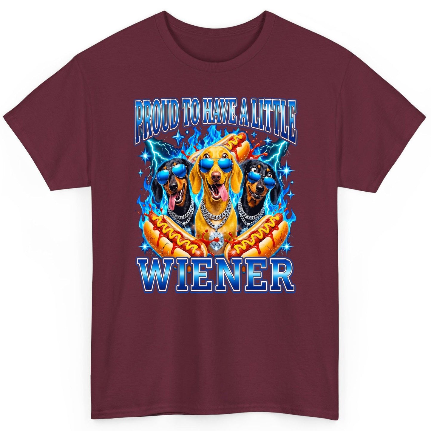 Proud to Have a Little Wiener dachshund dogs T-Shirt Maroon product mockup