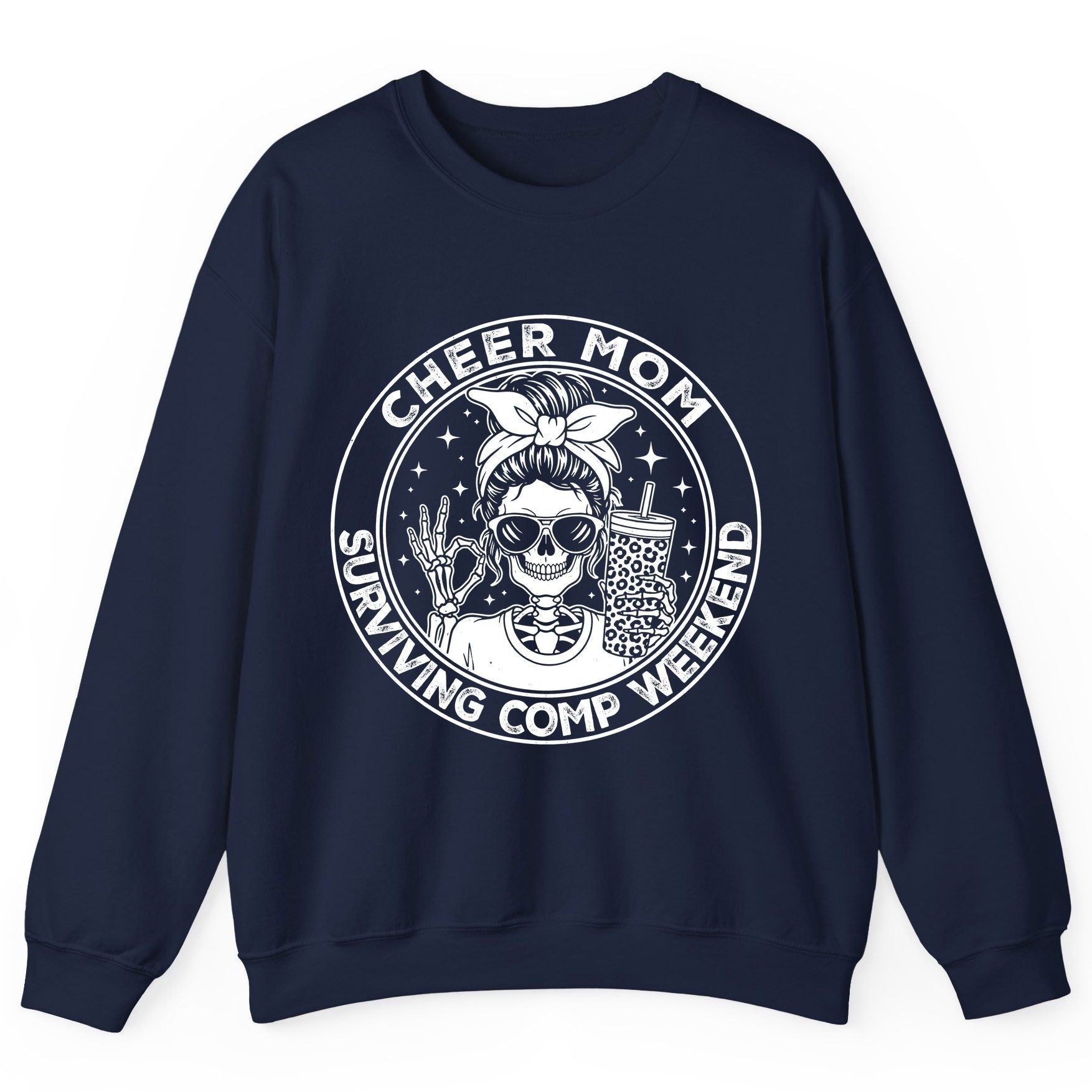 Cheer Mom Surviving Comp Weekend cheer mom Sweatshirt Navy product mockup