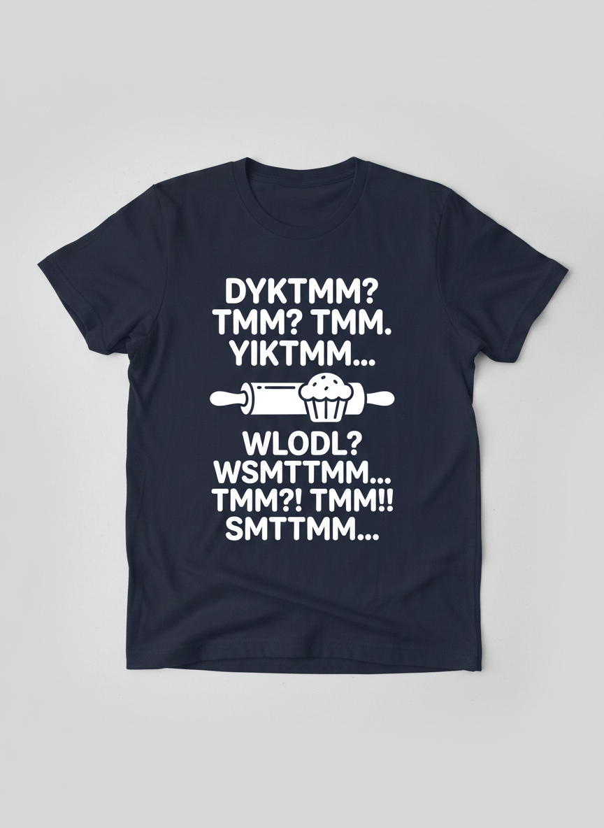 DYKTMM Funny Baking Acronyms Muffin Design T-Shirt - Navy
