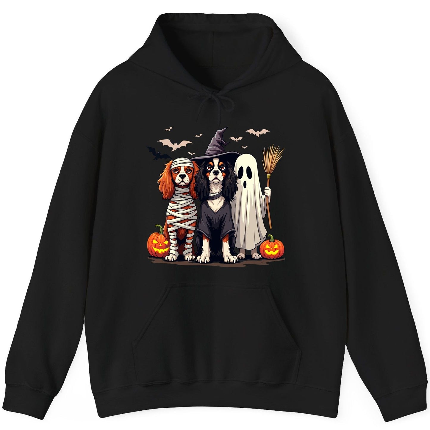 Cavalier Spaniel Halloween Dogs cavalier king charles spaniel Hoodie Black product mockup