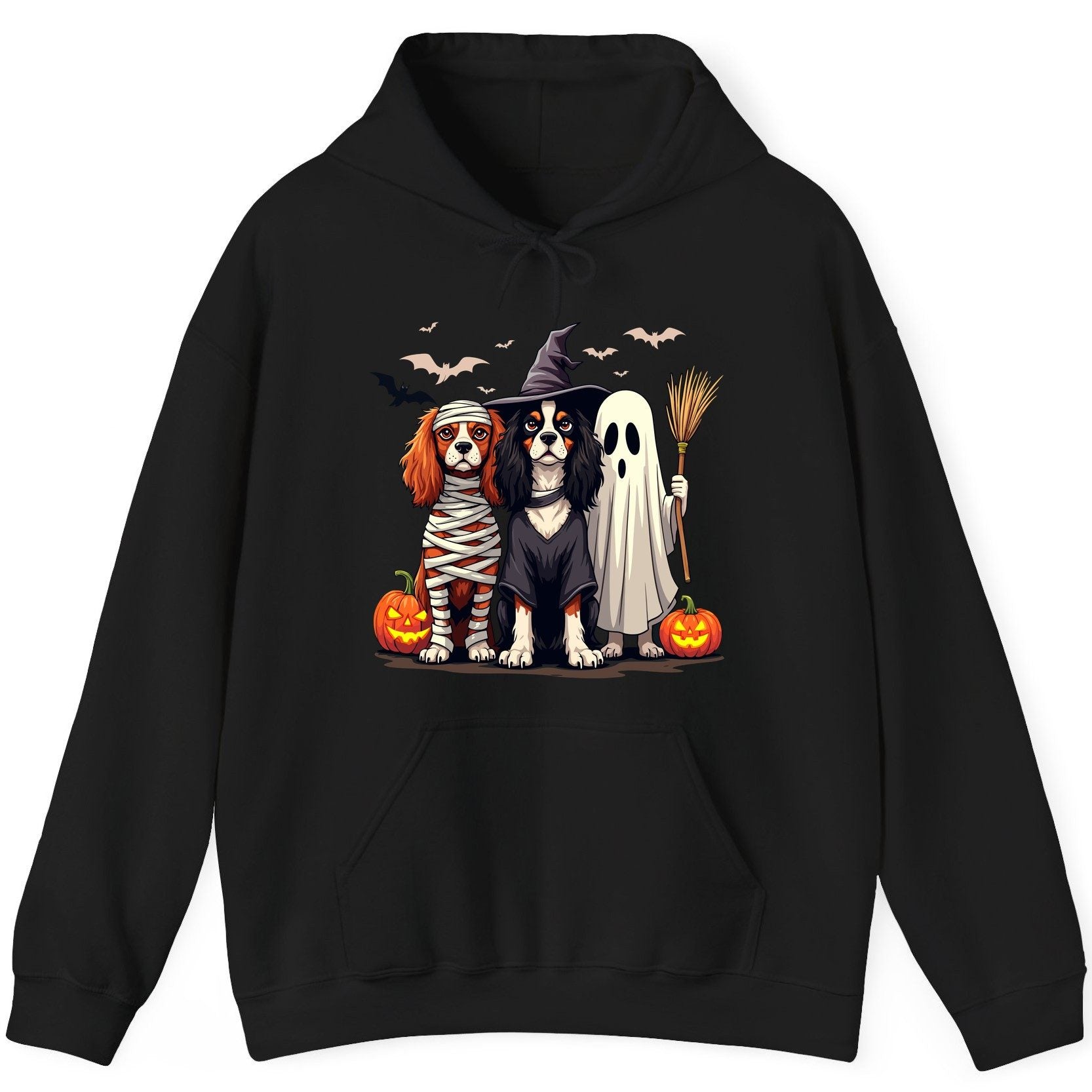 Cavalier Spaniel Halloween Dogs cavalier king charles spaniel Hoodie Black product mockup