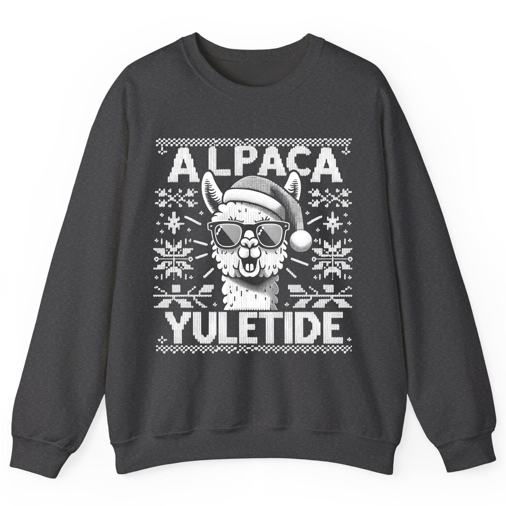 ALPACA Yuletide Funny Lovers Sweatshirt - product mockup - Dark Heather