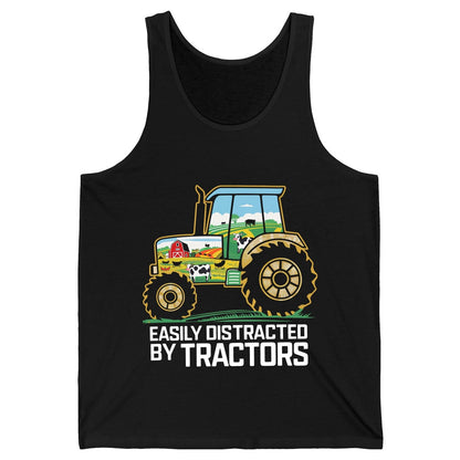 Easily Distracted by Tractors farming Tank Top Black product mockup