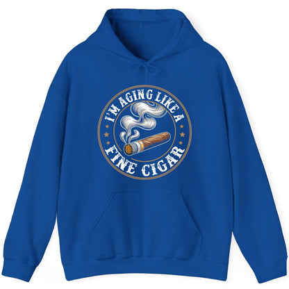 I'm Aging Like a Fine Cigar cigar smoking Hoodie Royal product mockup