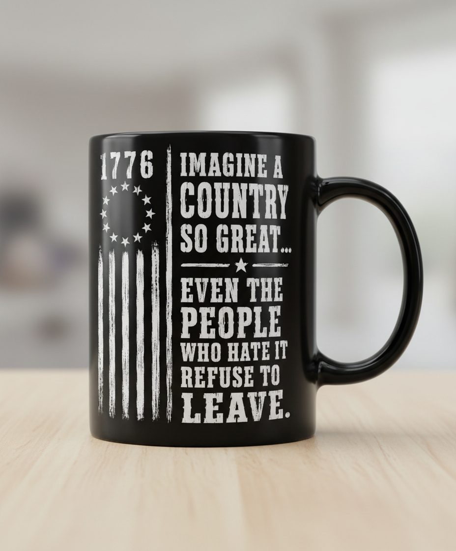 Imagine a Country So Great Patriotic Funny Patriotism Black Mug - product mockup - Black