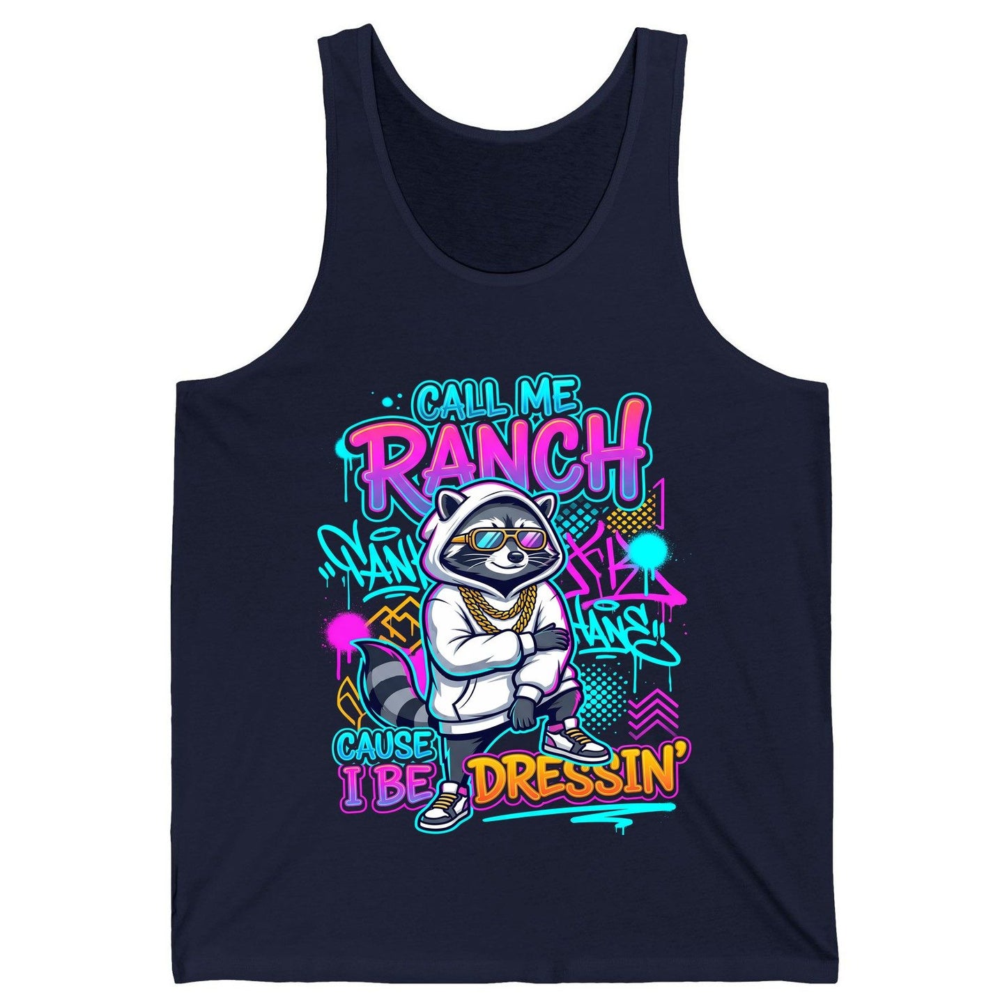 Call Me Ranch Cause I Be Dressin' raccoon Tank Top Navy product mockup
