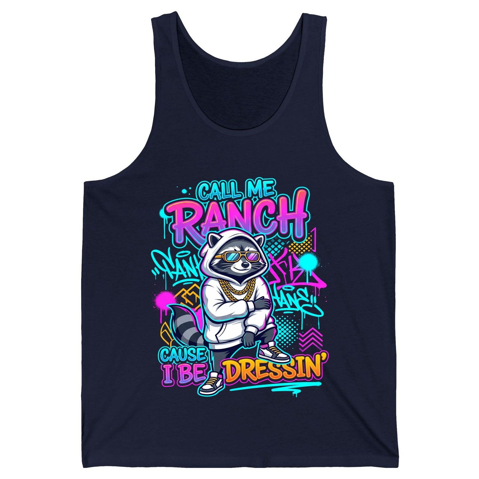 Call Me Ranch Cause I Be Dressin' raccoon Tank Top Navy product mockup