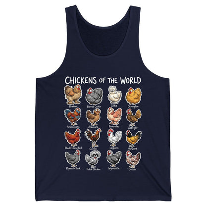 Chickens of the World chicken breeds Tank Top Navy product mockup