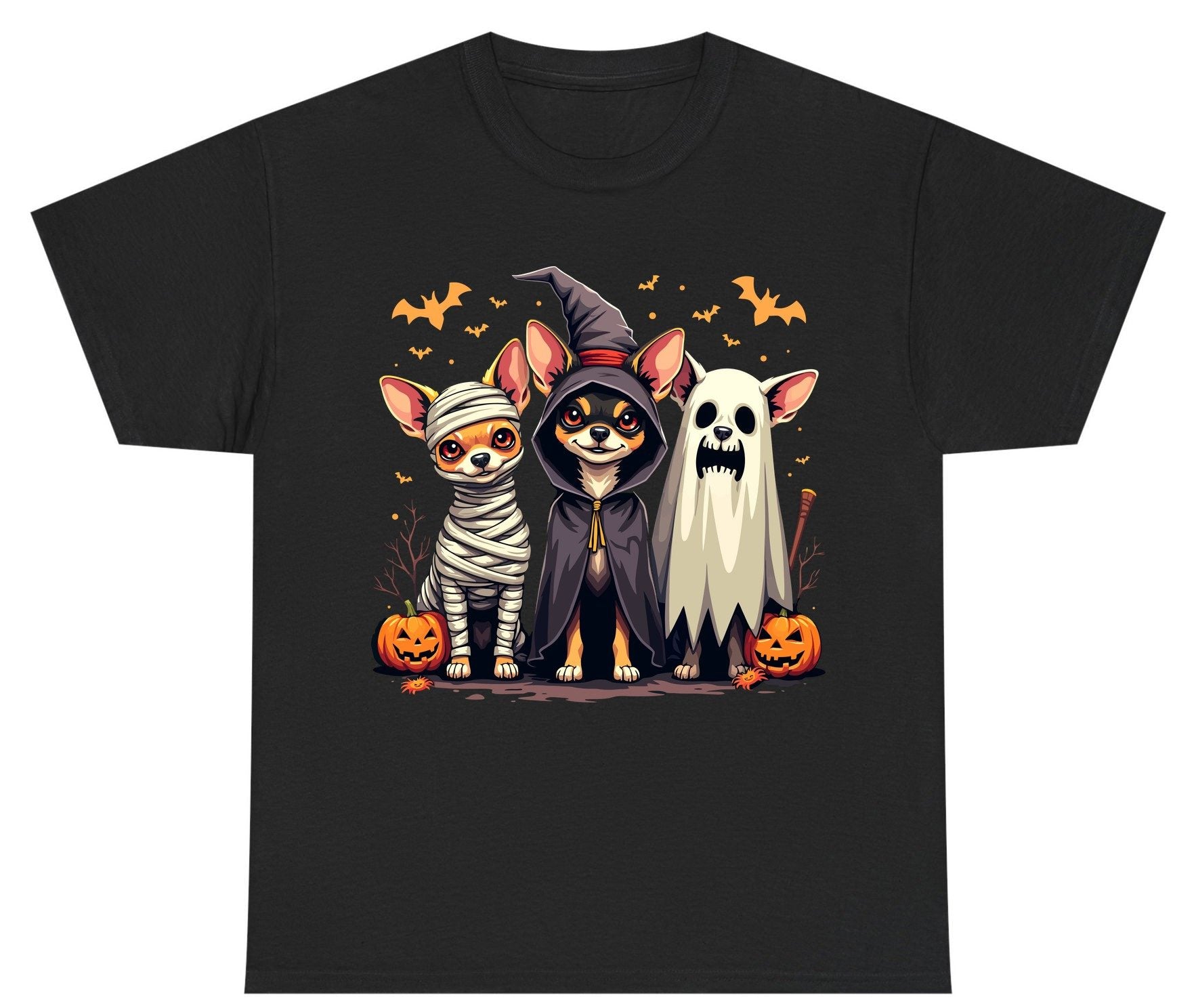 Chihuahua Halloween Costumes chihuahua dogs in Halloween costumes Youth T-Shirt Black product mockup