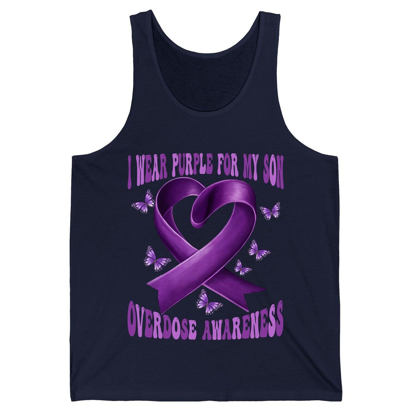I Wear Purple for My Son Overdose Awareness overdose awareness Tank Top Navy product mockup