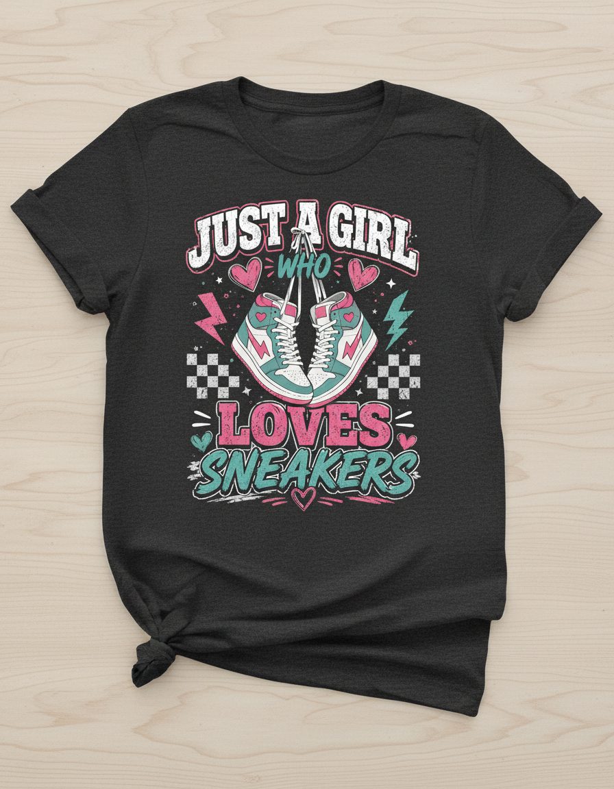 Sneakers Retro Sneakerheads T-Shirt - product mockup - Dark Heather