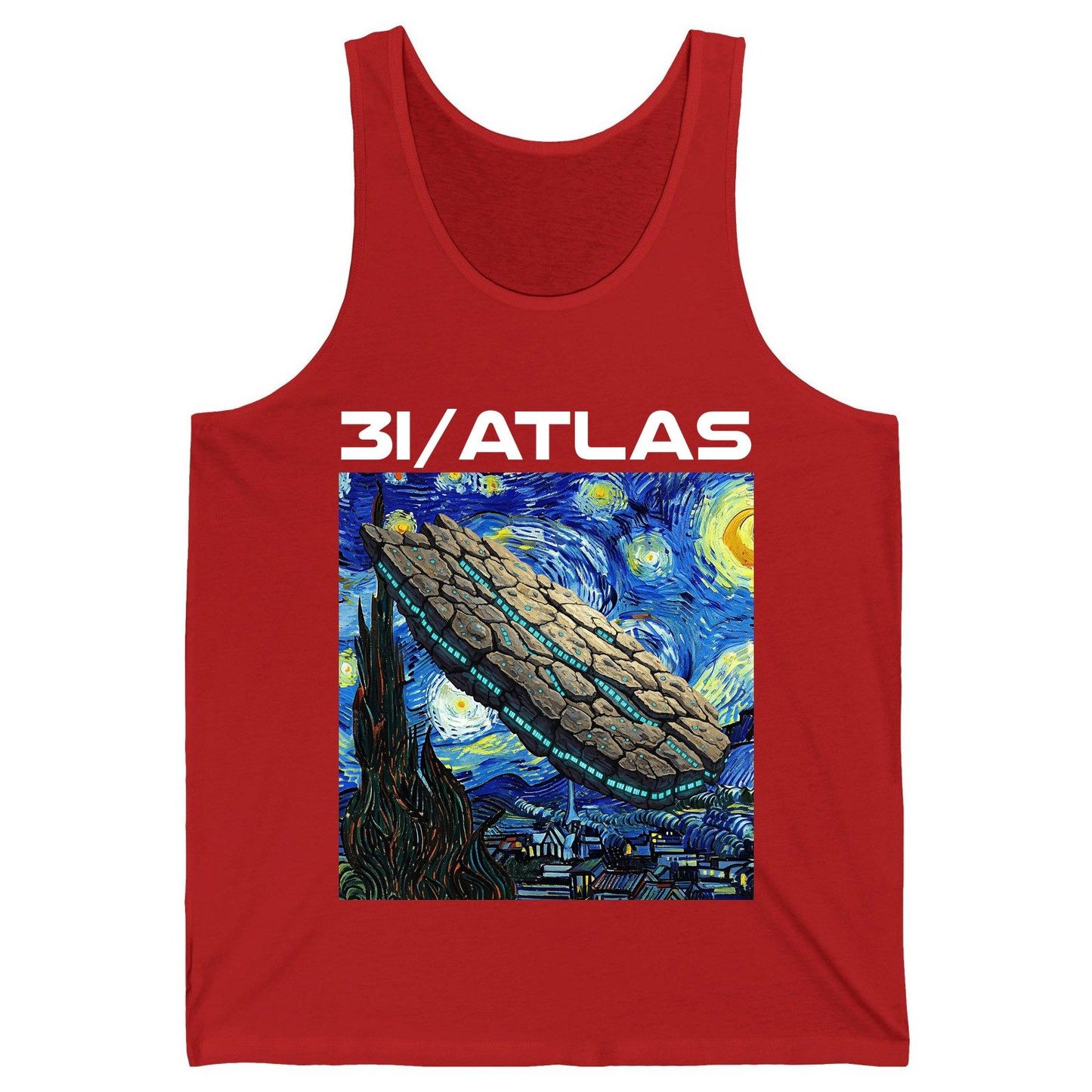 31 Atlas van gogh sci-fi mashup Tank Top Red product mockup