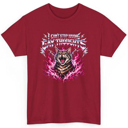 I Can't Stop Having Gay Thoughts cat T-Shirt Cardinal Red product mockup