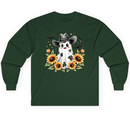 Cowboy Ghost Sunflowers cowboy ghost Long Sleeve Tee Forest Green product mockup