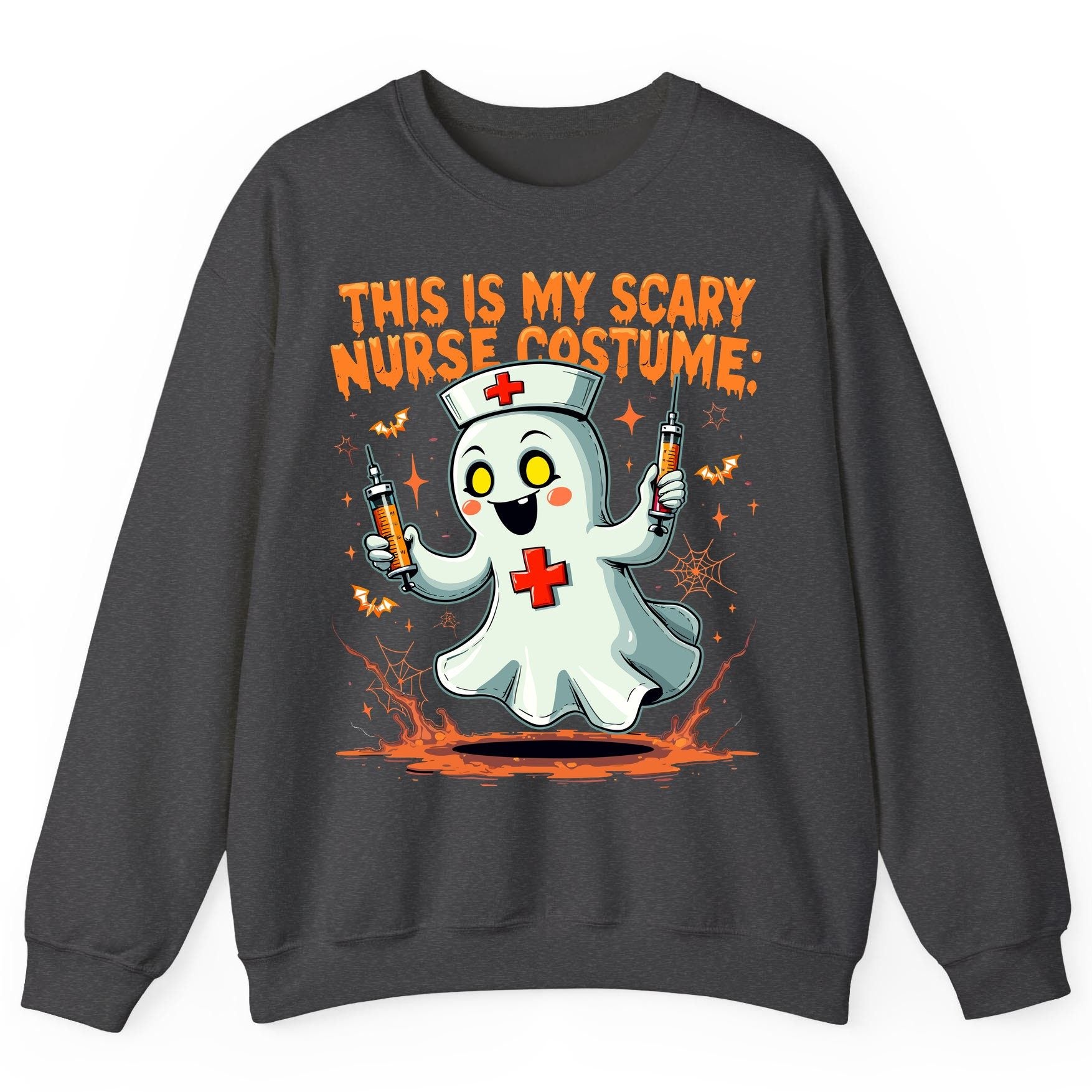 This Is My Scary Nurse Costume ghost nurse Sweatshirt Dark Heather product mockup