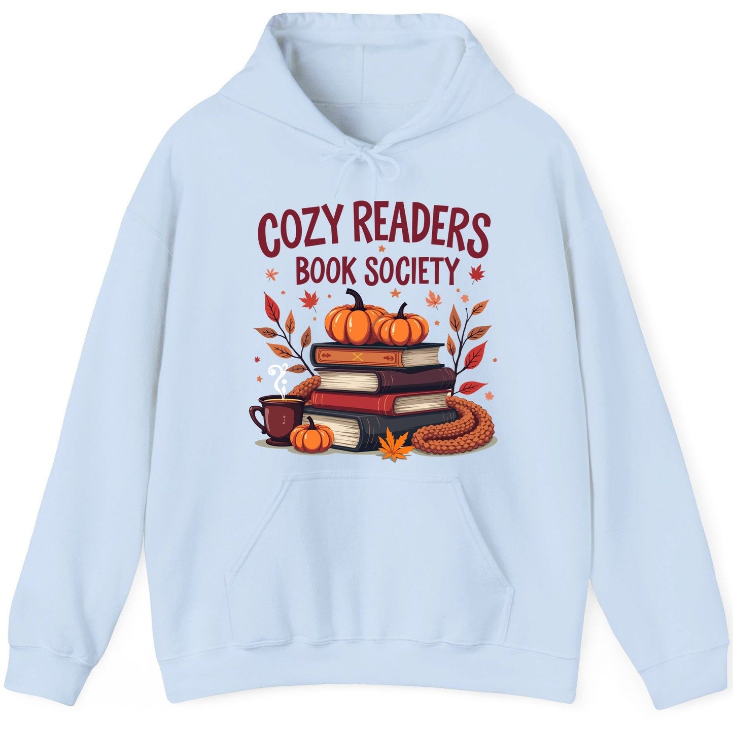 Cozy Readers Book Society reading Hoodie Light Blue product mockup