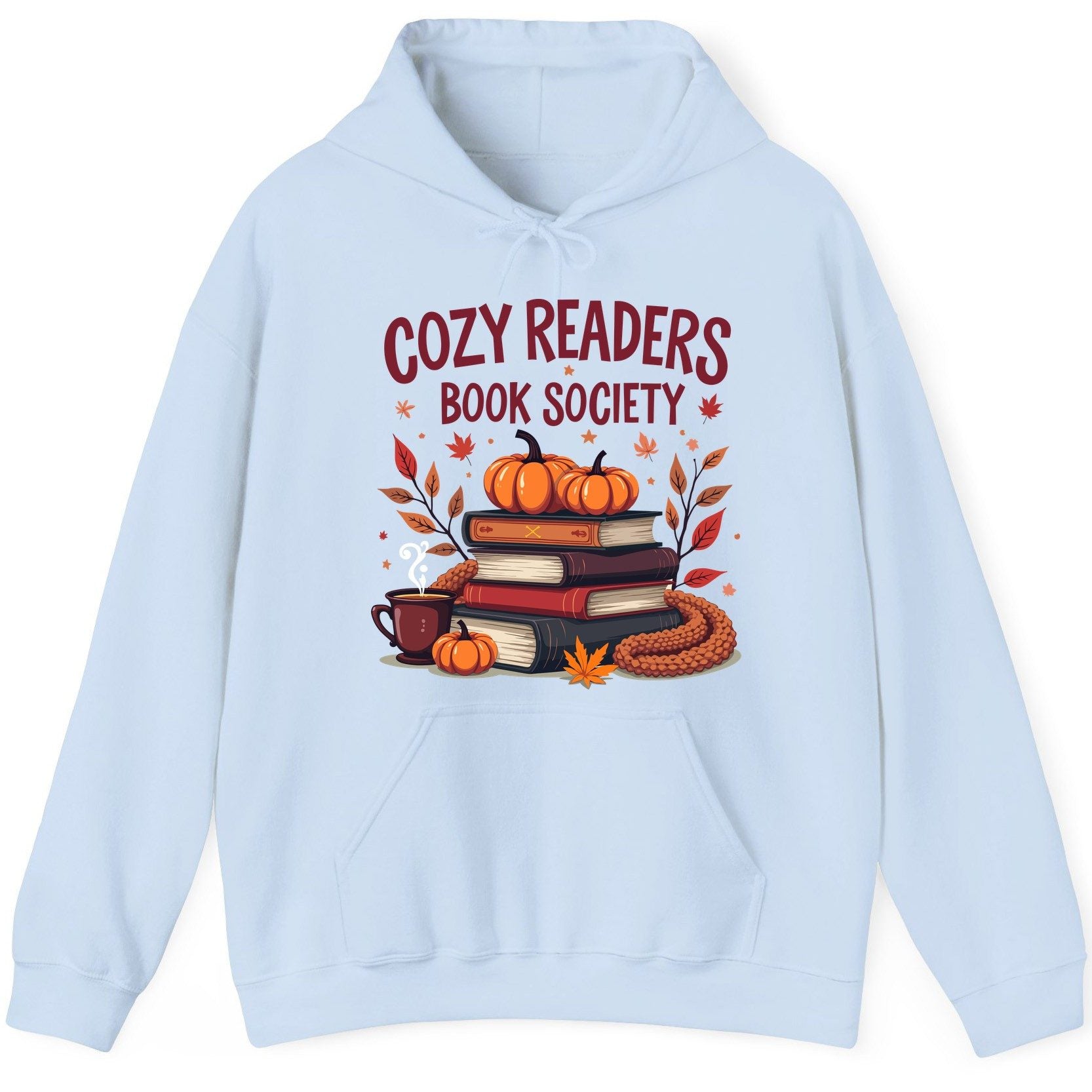 Cozy Readers Book Society reading Hoodie Light Blue product mockup
