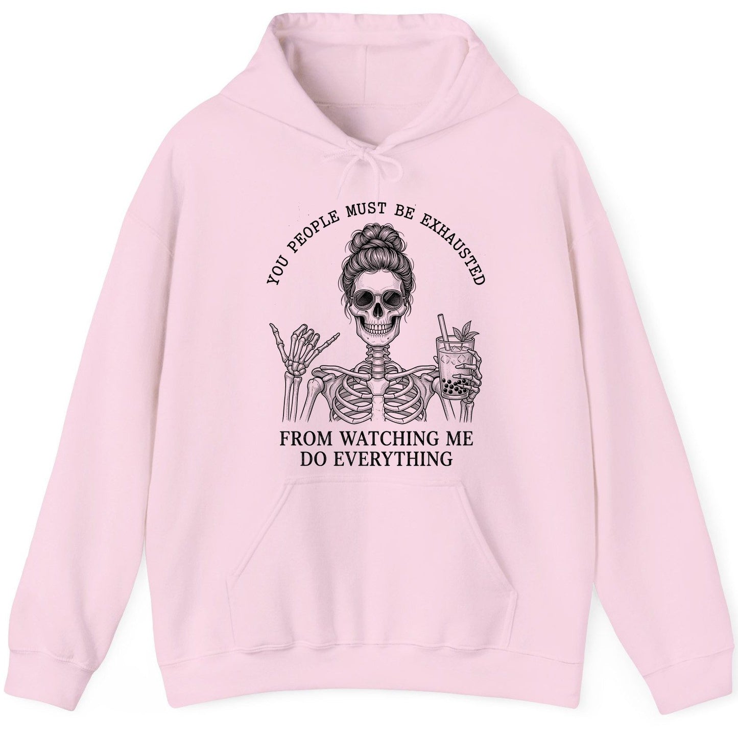 Solid Black Minimalist Minimalists Hoodie - product mockup - Light Pink