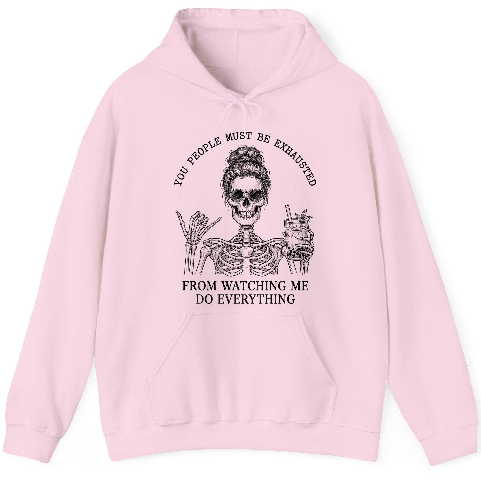 Solid Black Minimalist Minimalists Hoodie - product mockup - Light Pink