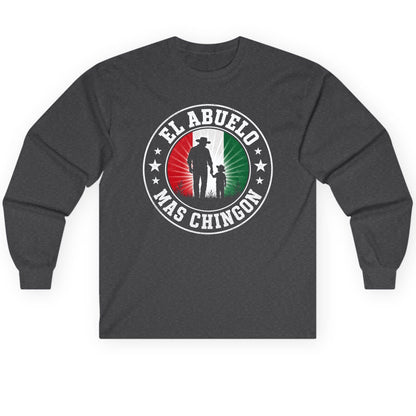 El Abuelo Mas Chingon mexican grandfather Long Sleeve Tee Dark Heather product mockup