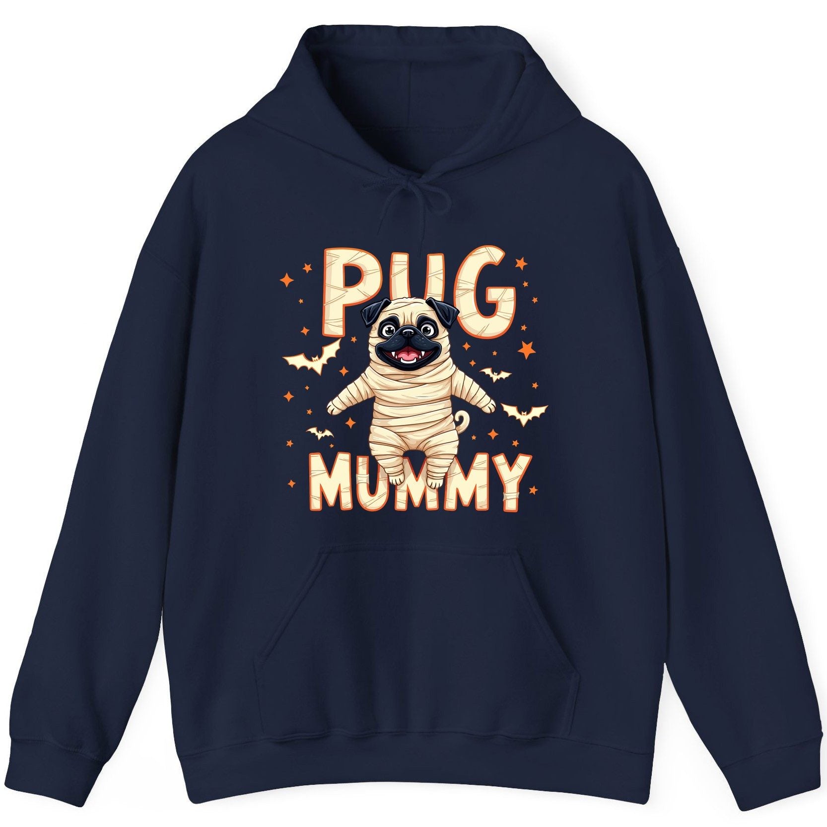 Pug Mummy pug Hoodie Navy product mockup