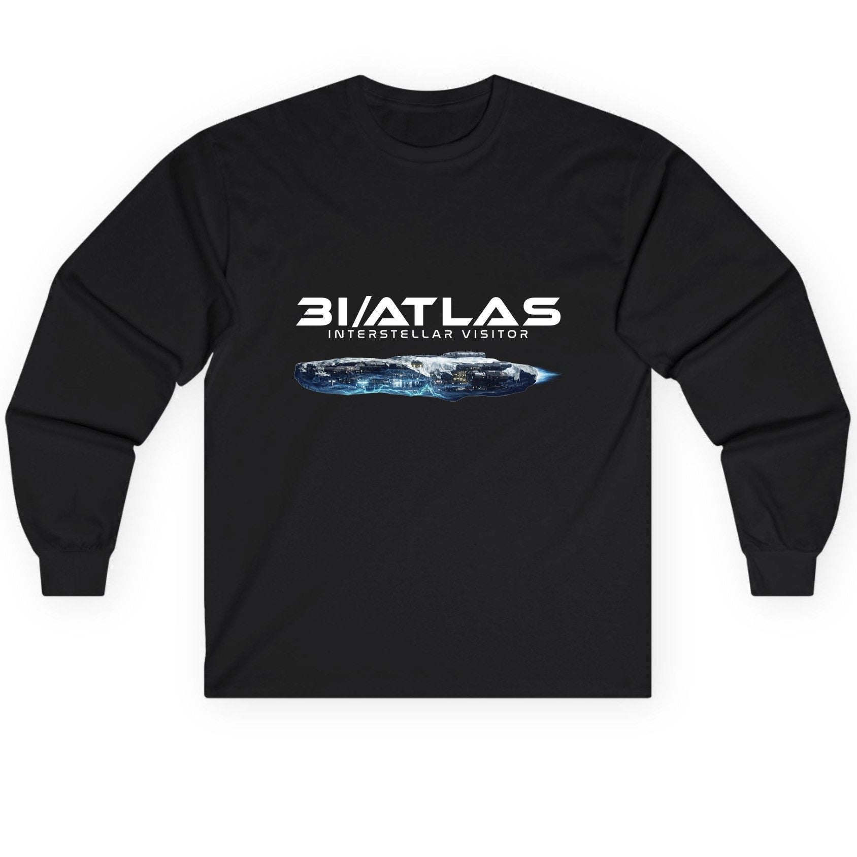 31 Atlas Interstellar Visitor sci-fi spaceship Long Sleeve Tee Black product mockup
