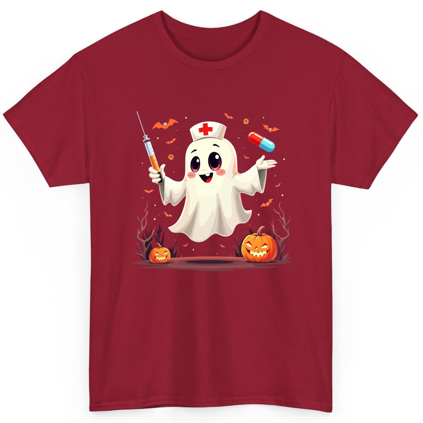 Cute Ghost Nurse Halloween ghost nurse T-Shirt Cardinal Red product mockup