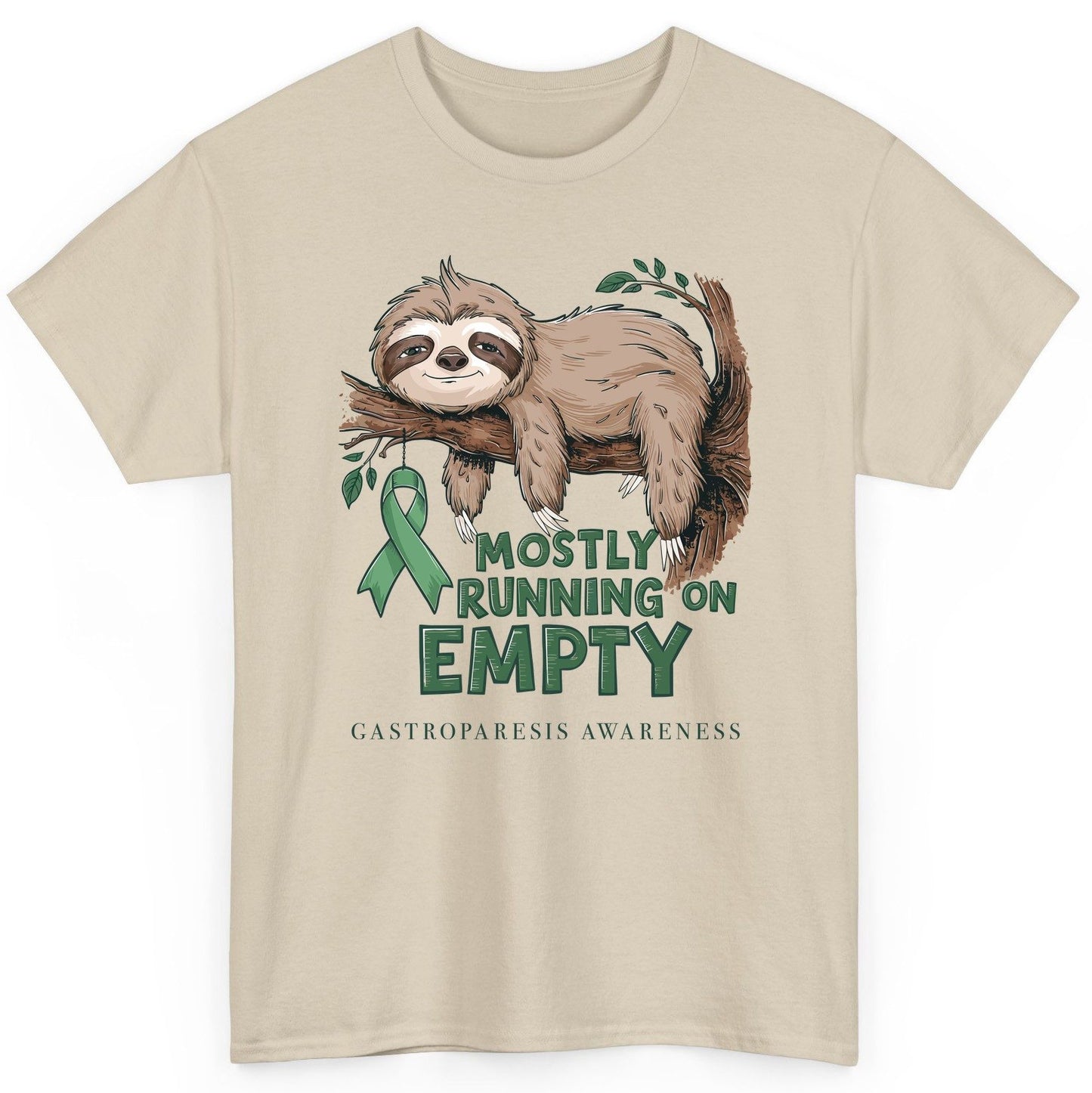 Mostly Running on Empty Gastroparesis Awareness gastroparesis awareness T-Shirt Sand product mockup