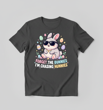 Cool Easter Bunny Chasing Hunnies Funny Design T-Shirt - Dark Heather
