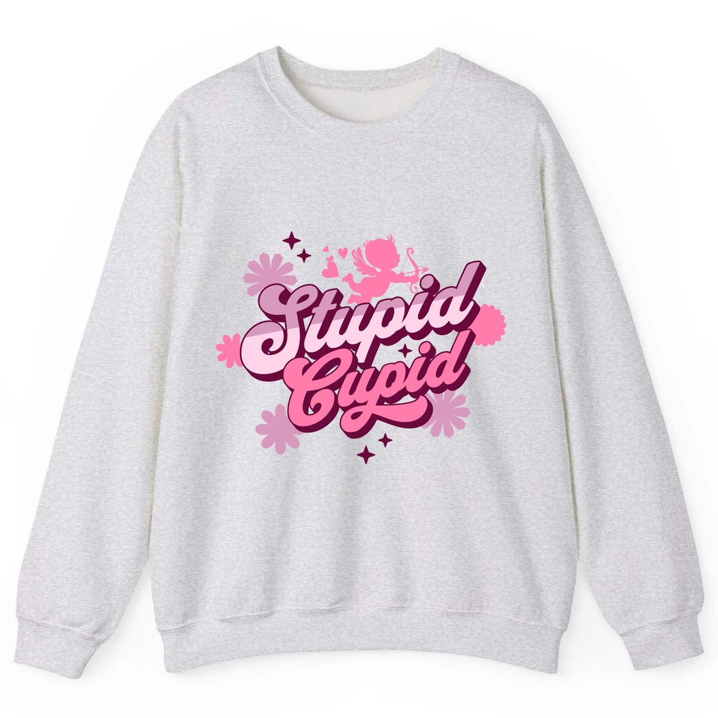 Stupid Cupid anti-Valentine's Day Sweatshirt Ash product mockup